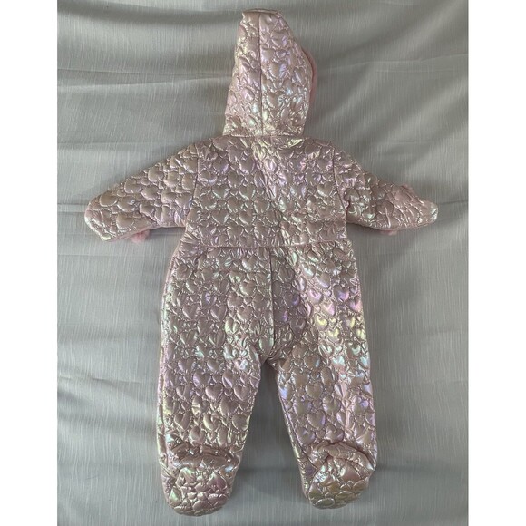 Rothschild Baby Girl Quilted Iridescent Pink Heart Coverall Sz 6/9 M New - Picture 4 of 6